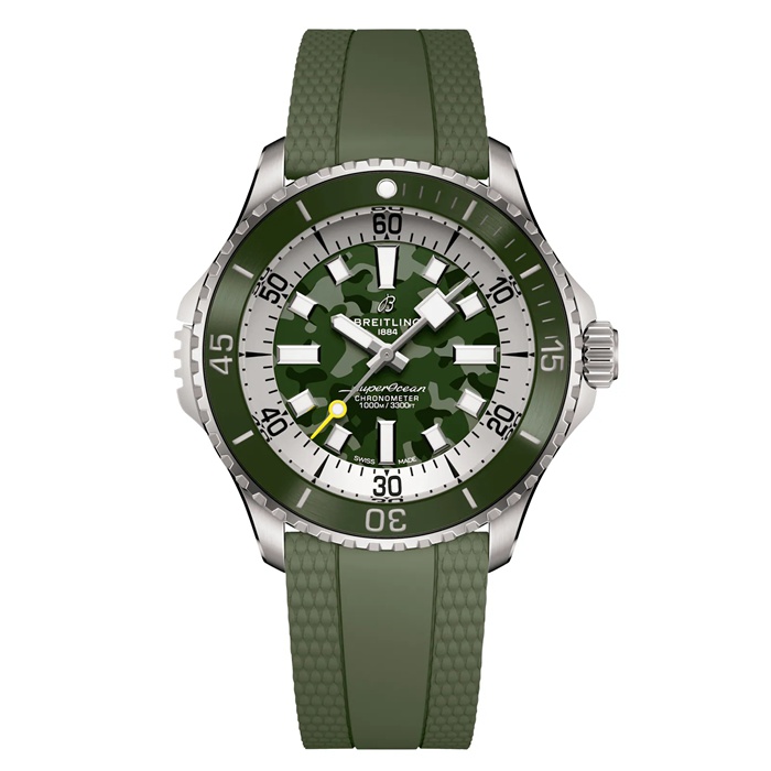 Breitling Superocean Automatic Super Diver 46mm Zegarek męski Zielona guma E10379D31L1S1