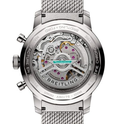 Breitling Top Time B01 Classic Cars Ford Thunderbird 41mm Zegarek męski Pasek siatkowy AB01766A1A1A1 - obrazek 4