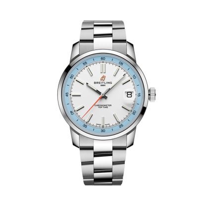 Breitling Top Time B31 38mm Zegarek męski Biały Stal nierdzewna AB3113281A1A1