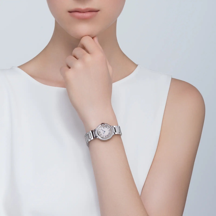 Cartier Ballon Bleu De Cartier Zegarek 28mm Mechanizm kwarcowy Stal Diamenty W4BB0015 - obrazek 3