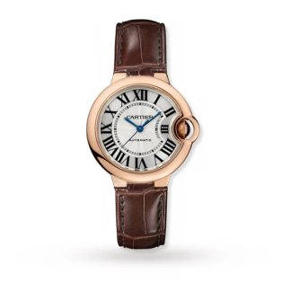 Cartier Ballon Bleu De Cartier Zegarek 33mm Automatyczny Mechanizm Różowe Złoto Skóra W6920097