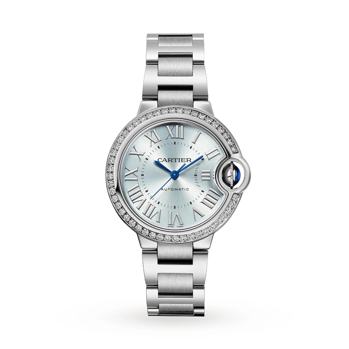 Cartier Ballon Bleu De Cartier Zegarek 33mm Automatyczny mechanizm Stal Diamenty W4BB0028