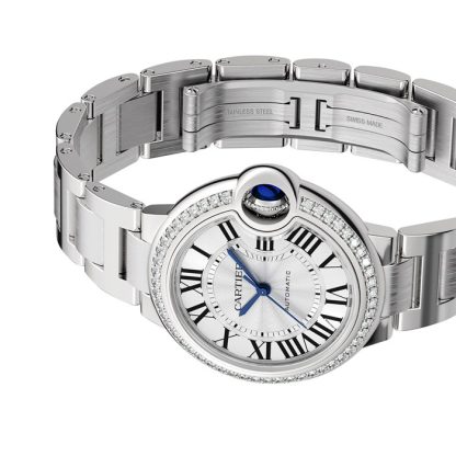 Cartier Ballon Bleu De Cartier Zegarek 33mm Mechaniczny mechanizm z automatycznym nakręcaniem Stalowe diamenty W4BB0023 - obrazek 3