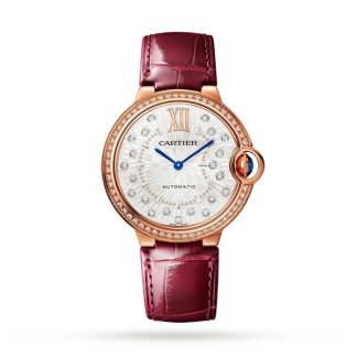 Cartier Ballon Bleu De Cartier Zegarek 36mm Automatyczny Mechaniczny Mechanizm Różowe Złoto Diamenty Skóra WJBB0081