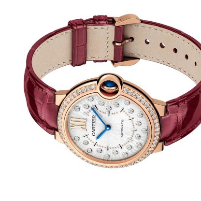 Cartier Ballon Bleu De Cartier Zegarek 36mm Automatyczny Mechaniczny Mechanizm Różowe Złoto Diamenty Skóra WJBB0081 - obrazek 5