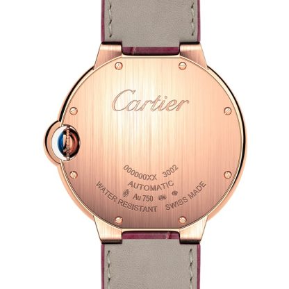 Cartier Ballon Bleu De Zegarek 36mm Różowe złoto Diamenty Skóra WJBB0034 - obrazek 5