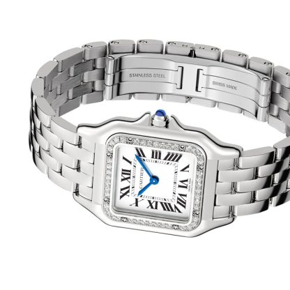 Cartier Panthère De Cartier Zegarek Średni Model Mechanizm kwarcowy Stal Diamenty W4PN0008 - obrazek 5