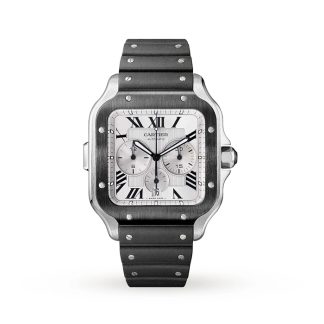 Cartier Santos De Cartier Chronograf Zegarek Bardzo Duży Model Automatyczny Mechanizm Stalowy ADLC Wymienne Gumowe I Skórzane Bransoletki WSSA0017