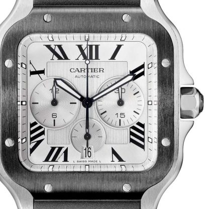 Cartier Santos De Cartier Chronograf Zegarek Bardzo Duży Model Automatyczny Mechanizm Stalowy ADLC Wymienne Gumowe I Skórzane Bransoletki WSSA0017 - obrazek 5