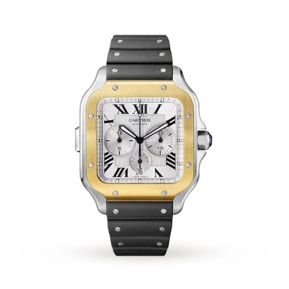 Cartier Santos De Cartier Chronograf Zegarek Bardzo Duży Model Automatyczny Mechanizm Żółte Złoto Stal Wymienne Metalowe I Gumowe Bransoletki W2SA0008 - obrazek 2