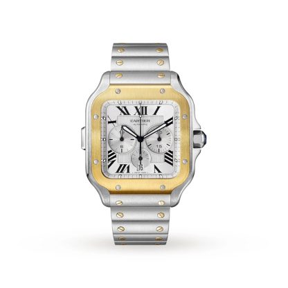 Cartier Santos De Cartier Chronograf Zegarek Bardzo Duży Model Automatyczny Mechanizm Żółte Złoto Stal Wymienne Metalowe I Gumowe Bransoletki W2SA0008