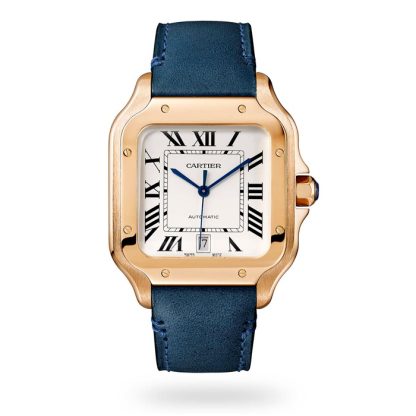 Cartier Santos De Cartier Zegarek Duży Model Automatyczny Mechanizm Różowe Złoto 2 Wymienne Skórzane Bransolety WGSA0019 - obrazek 2