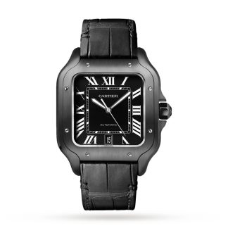 Cartier Santos De Cartier Zegarek Duży Model Automatyczny Mechanizm Stal ADLC Wymienne Gumowe I Skórzane Bransoletki WSSA0039