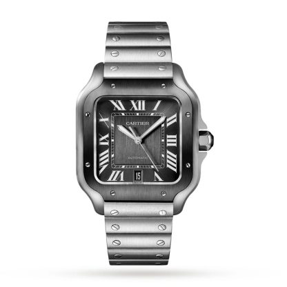 Cartier Santos De Cartier Zegarek Duży Model Automatyczny Mechanizm Stal ADLC Wymienne Metalowe I Gumowe Bransolety WSSA0037
