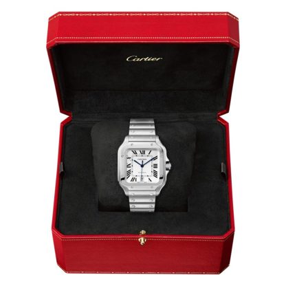 Cartier Santos De Cartier Zegarek Duży Model Automatyczny Mechanizm Stalowe Wymienne Metalowe I Skórzane Bransoletki WSSA0018 - obrazek 4
