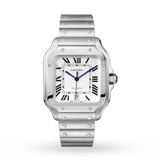 Cartier Santos De Cartier Zegarek Duży Model Automatyczny Mechanizm Stalowe Wymienne Metalowe I Skórzane Bransoletki WSSA0018