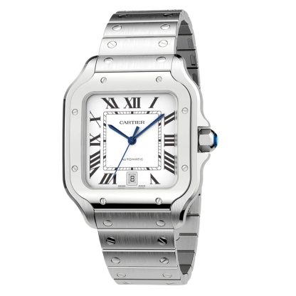 Cartier Santos De Cartier Zegarek Duży Model Automatyczny Mechanizm Stalowe Wymienne Metalowe I Skórzane Bransoletki WSSA0018 - obrazek 5