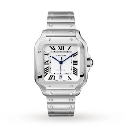 Cartier Santos De Cartier Zegarek Duży Model Automatyczny Mechanizm Stalowe Wymienne Metalowe I Skórzane Bransoletki WSSA0018