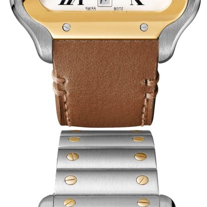 Cartier Santos De Cartier Zegarek Duży Model Automatyczny Mechanizm Żółte Złoto Stal Wymienne Metalowe I Skórzane Bransoletki W2SA0009 - obrazek 4