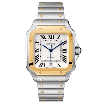 Cartier Santos De Cartier Zegarek Duży Model Automatyczny Mechanizm Żółte Złoto Stal Wymienne Metalowe I Skórzane Bransoletki W2SA0009