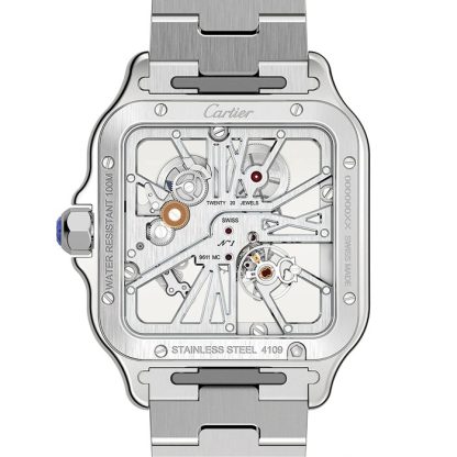 Cartier Santos De Cartier Zegarek Duży Model Ręcznie Nakręcany Mechaniczny Mechanizm Stalowy WHSA0015 - obrazek 3