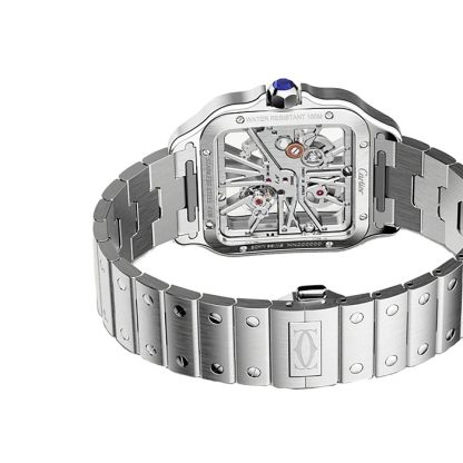 Cartier Santos De Cartier Zegarek Duży Model Ręcznie Nakręcany Mechaniczny Mechanizm Stalowy WHSA0015 - obrazek 5