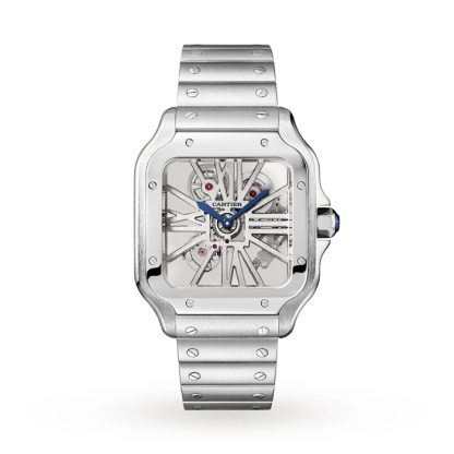 Cartier Santos De Cartier Zegarek Duży Model Ręcznie Nakręcany Mechaniczny Mechanizm Stalowy WHSA0015