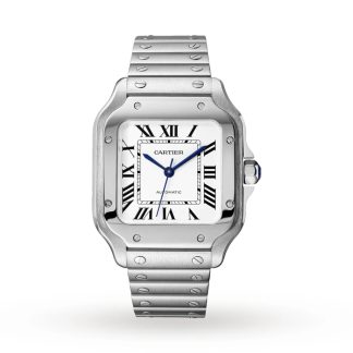 Cartier Santos De Cartier Zegarek Średni Model Automatyczny Mechanizm Stalowy Wymienne Metalowe I Skórzane Bransoletki WSSA0029