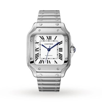 Cartier Santos De Cartier Zegarek Średni Model Automatyczny Mechanizm Stalowy Wymienne Metalowe I Skórzane Bransoletki WSSA0029