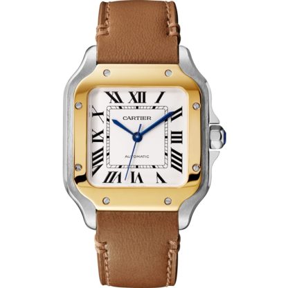 Cartier Santos De Cartier Zegarek Średni Model Automatyczny Mechanizm Żółte Złoto Stal Wymienne Metalowe I Skórzane Bransoletki W2SA0016 - obrazek 2