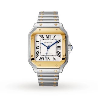 Cartier Santos De Cartier Zegarek Średni Model Automatyczny Mechanizm Żółte Złoto Stal Wymienne Metalowe I Skórzane Bransoletki W2SA0016