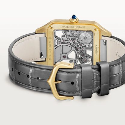 Cartier Santos-Dumont Micro-Rotor Skeleton Watch Duży model Automatyczny mechanizm mechaniczny Koperta z 18-karatowego żółtego złota WHSA0043 - obrazek 4