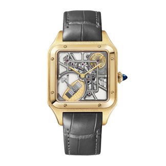 Cartier Santos-Dumont Micro-Rotor Skeleton Watch Duży model Automatyczny mechanizm mechaniczny Koperta z 18-karatowego żółtego złota WHSA0043