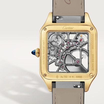 Cartier Santos-Dumont Micro-Rotor Skeleton Watch Duży model Automatyczny mechanizm mechaniczny Koperta z 18-karatowego żółtego złota WHSA0043 - obrazek 5