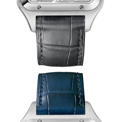 Cartier Santos-Dumont Skeleton Zegarek Duży Model Automatyczny Mechanizm Stal Skóra WHSA0032 - obrazek 5