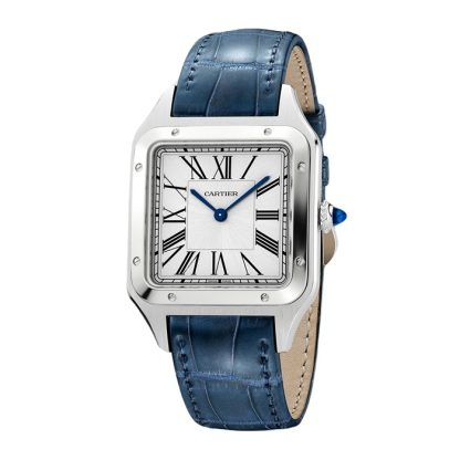 Cartier Santos-Dumont Zegarek Duży Model Kwarcowy Mechanizm Stal Skóra WSSA0085 - obrazek 2