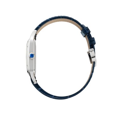 Cartier Santos-Dumont Zegarek Duży Model Kwarcowy Mechanizm Stal Skóra WSSA0085 - obrazek 5