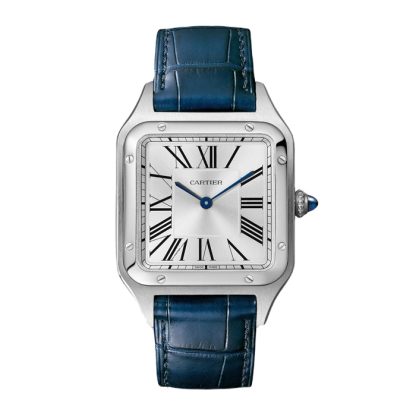 Cartier Santos-Dumont Zegarek Duży Model Kwarcowy Mechanizm Stal Skóra WSSA0085