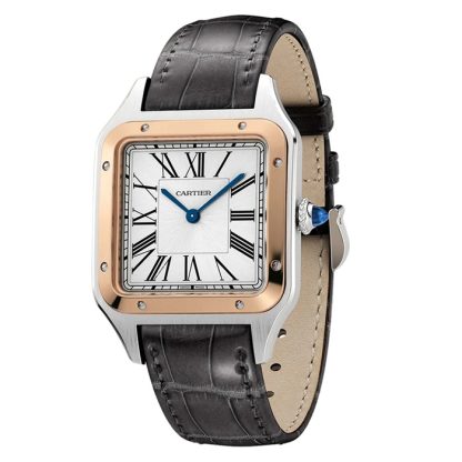 Cartier Santos-Dumont Zegarek Duży Model Kwarcowy Mechanizm Stalowa Koperta W2SA0037 - obrazek 2
