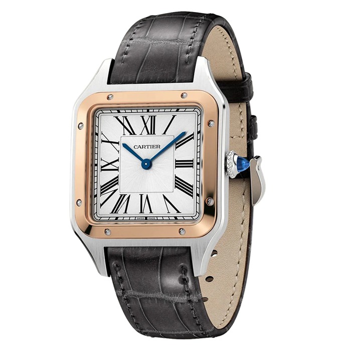 Cartier Santos-Dumont Zegarek Duży Model Kwarcowy Mechanizm Stalowa Koperta W2SA0037 - obrazek 2
