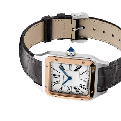 Cartier Santos-Dumont Zegarek Duży Model Kwarcowy Mechanizm Stalowa Koperta W2SA0037 - obrazek 5