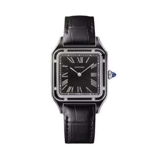 Cartier Santos-Dumont Zegarek Duży Model Ręczny Mechaniczny Mechanizm Stal Lakier Skóra WSSA0046