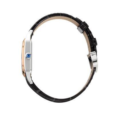 Cartier Santos-Dumont Zegarek Mały Model Kwarcowy Mechanizm Różowe Złoto Stal Skóra W2SA0012 - obrazek 4