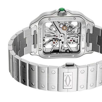 Cartier Santos zegarek szkieletowy duży model Produkcja mechaniczny mechanizm z ręcznym nakręcaniem WHSA0028 - obrazek 4