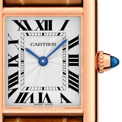 Cartier Tank Louis Cartier Zegarek Mały Model Ręcznie Nakręcany Mechaniczny Mechanizm Różowe Złoto Skóra WGTA0010 - obrazek 3