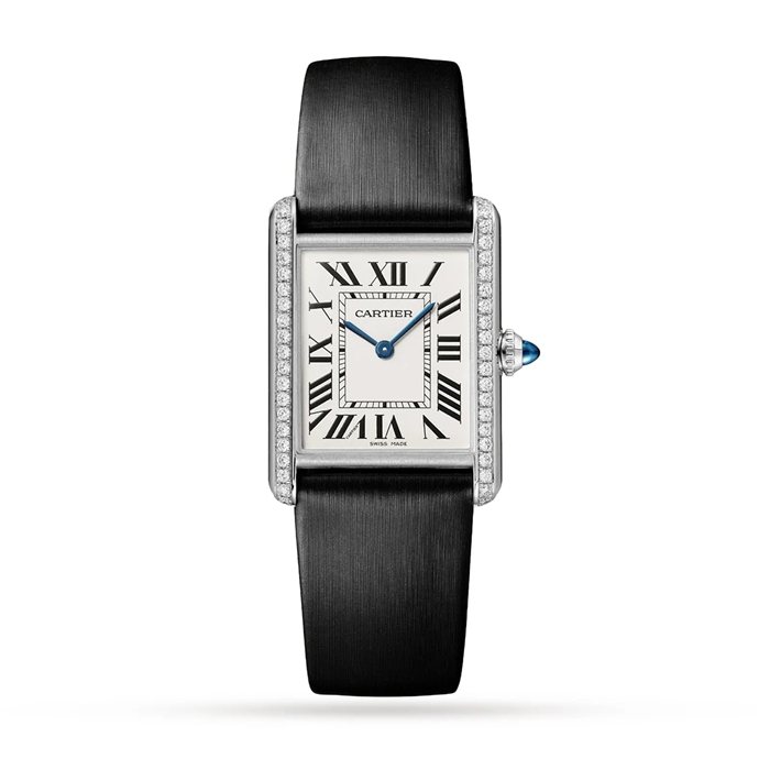 Cartier Tank Must Watch Duży model Mechanizm kwarcowy Stal Diamenty W4TA0017
