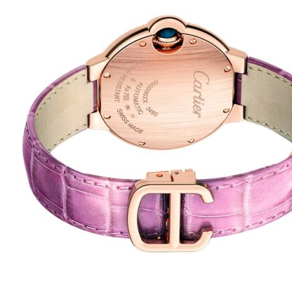 Cartier ballon Bleu De Cartier Zegarek 33mm Automatyczny mechanizm Różowe złoto Diamenty Skóra WE902066 - obrazek 5