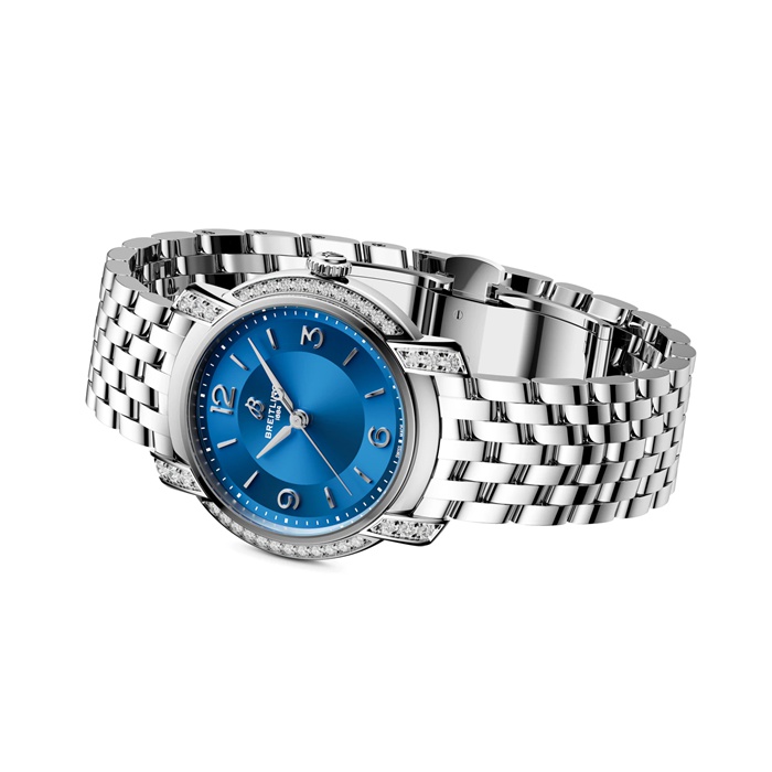Niebieski zegarek damski Breitling Lady Premier 32 mm A77330671C1A1 - obrazek 4