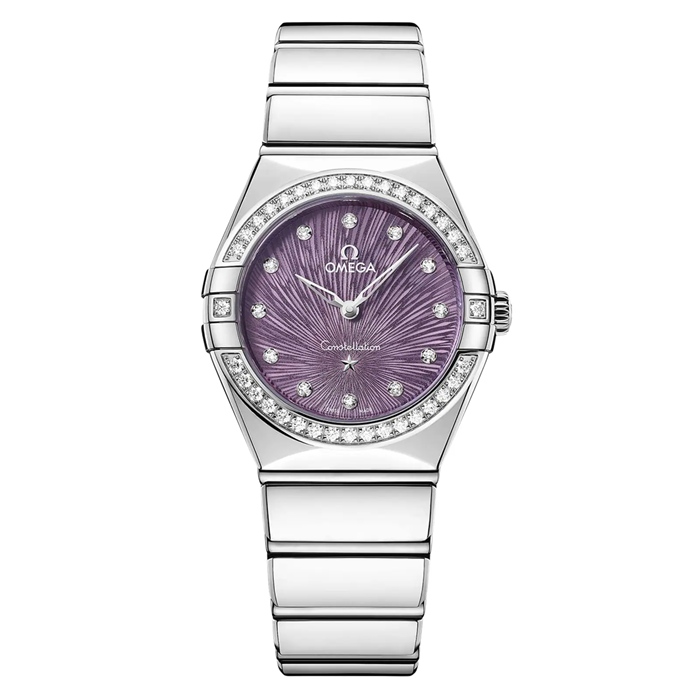 Omega Constellation 28mm Zegarek damski Fioletowy O13115286060001