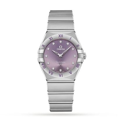 Omega Constellation Co-Axial 28mm zegarek damski fioletowy O13110286060002